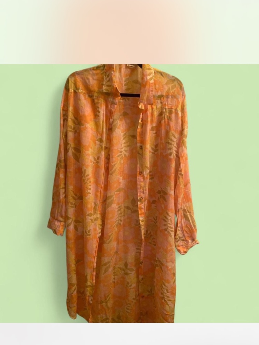 Billabong Peach and Yellow Floral Sheer Shirt